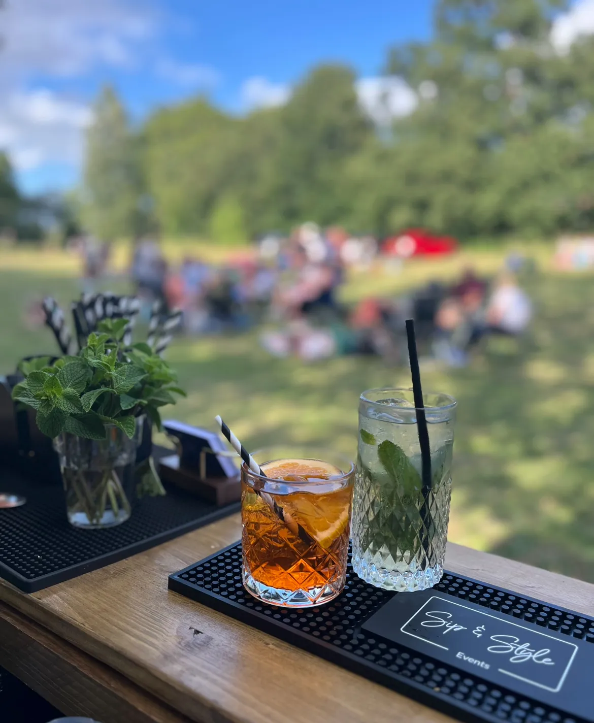 Sip and Style premium mobile cocktail bar setup for weddings and corporate events in the Midlands