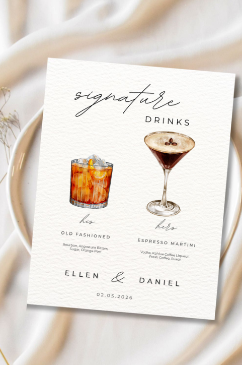 Wedding cocktails and reception drinks