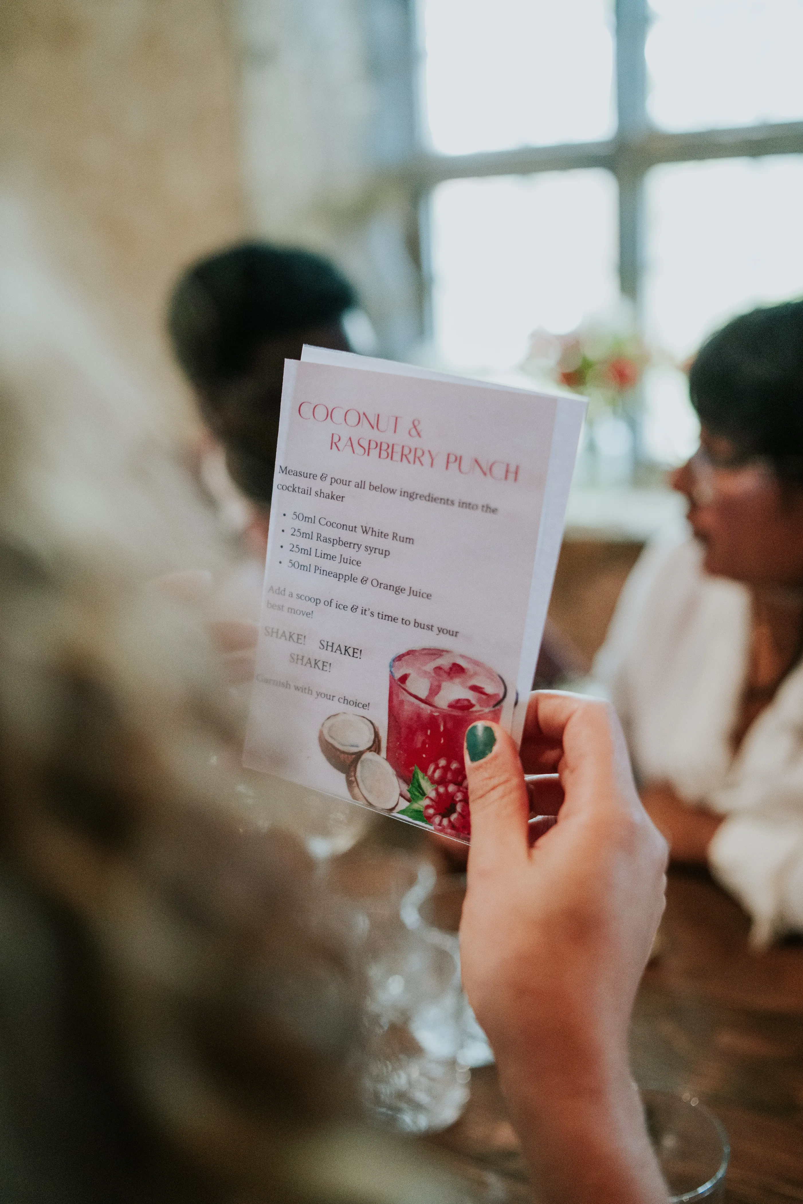 Coconut raspberry punch cocktail recipe menu